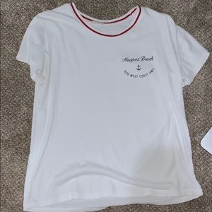 brandy melville white newport beach tee w/ collar